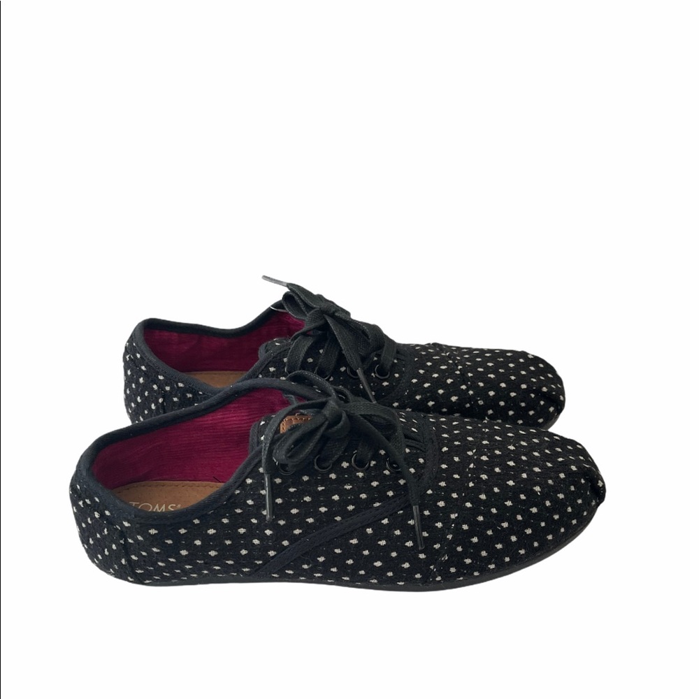 Toms Polka Dot Lace Up Black White Sneakers 9.5
